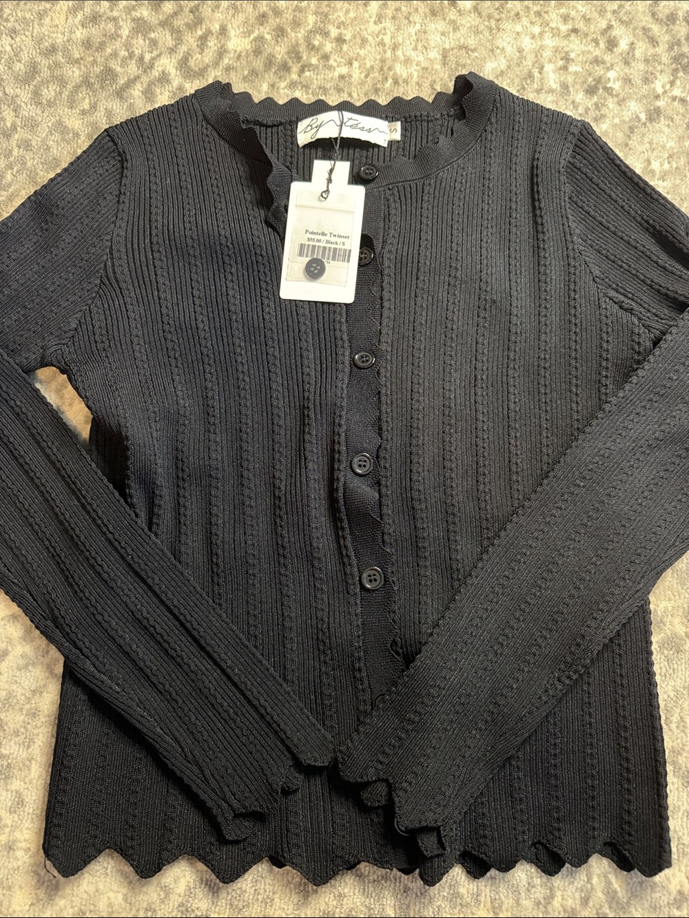 2 Piece Cadigan and Top with Scallop Trim - Picture 3 of 5